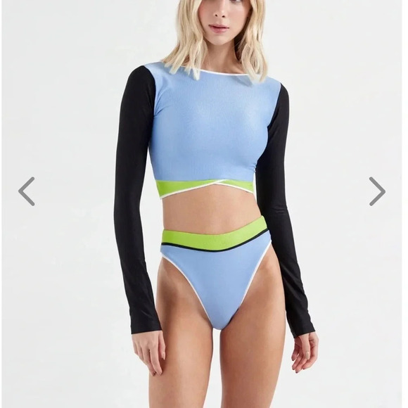 NWT OneOne Swimwear Bikini Set Hawaii Karen Paulina Long Sleeve High Waist NEW - Picture 9 of 12